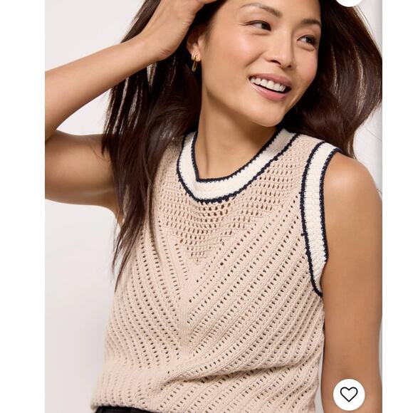 Evereve Brooklyn Tank SZ XS Textured Cotton Knit Top Coastal - Picture 1 of 7